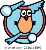 cute vector bird line art for web, games or logo