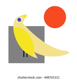 Cute vector birds card. Cartoon with bird