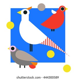 Cute vector birds set. Cartoon collection with bird.