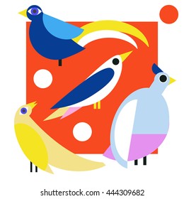 Cute vector birds set. Cartoon collection with bird.