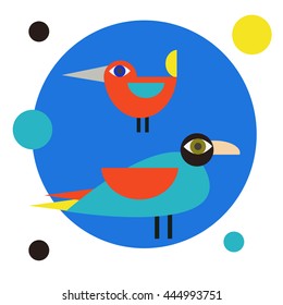 Cute vector birds set. Cartoon collection with bird