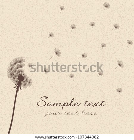 Cute vector blow dandelion on old background