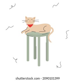 Cute vector blue cat on the chair