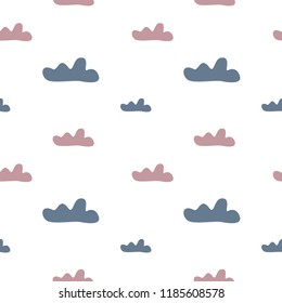 Cute Vector blue and pink Clouds Seamless Pattern