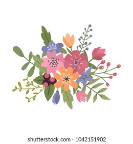 Cute vector bouquet - the illustration for invitations, cards, flyers, apparel design.