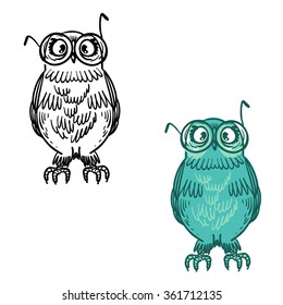 Cute Vector Bright Owls