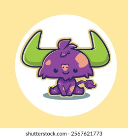Cute vector bull Cartoone sticker