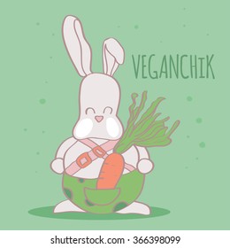 cute vector bunny with carrot