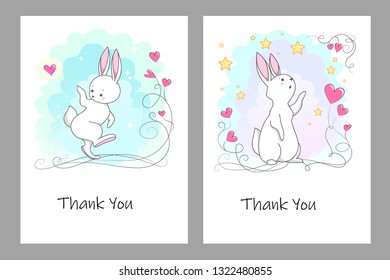 Cute vector bunny - greeting card