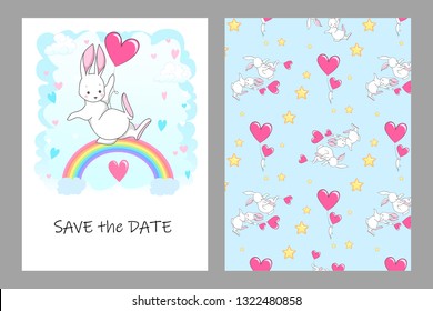 Cute vector bunny - greeting card