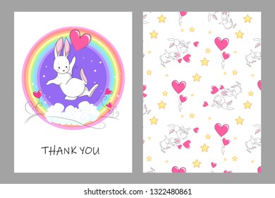 Cute vector bunny - greeting card