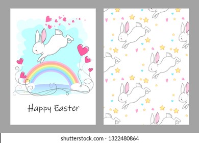 Cute vector bunny - greeting card