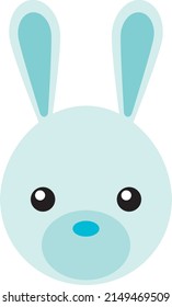 Cute vector bunny head, rabbit portrait