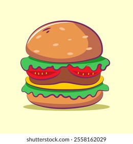cute vector burger is flying for elements, clipart and sticker