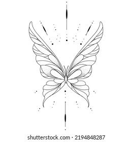 cute vector butterfly detailed tattoo sketch isolated