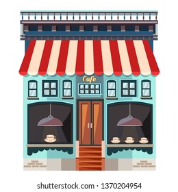 Cute vector cafe design in retro flat style