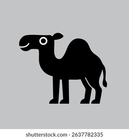 Cute vector camel with big eyes, simple design, great for kids' projects and decor.
