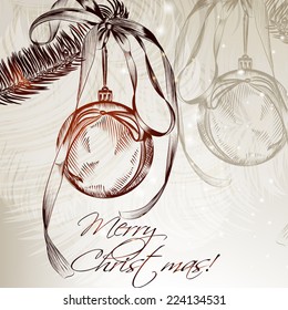 Cute vector card with Christmas bauble for design