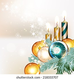 Cute vector card with Christmas tree  branches for design