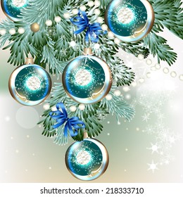 Cute vector card with Christmas tree  branches for design