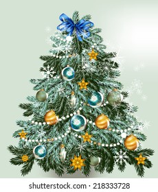 Cute vector card with Christmas tree for design