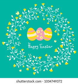 Cute vector card with Easter eggs. Template for postcard, poster, invitation, banner.