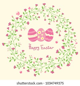 Cute vector card with Easter eggs. Template for postcard, poster, invitation, banner.