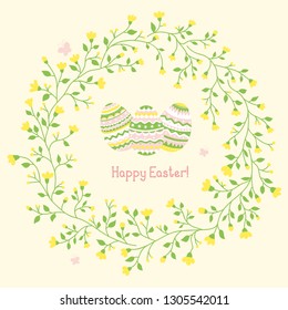 Cute vector card with Easter eggs. Template for postcard, poster, invitation, banner