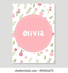 Cute vector card with flowers. Your text here