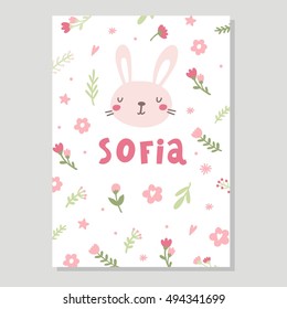 Cute vector card with flowers. Your text here