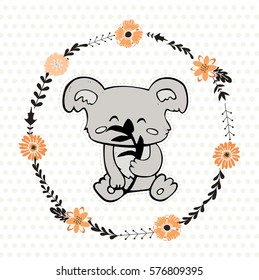 Cute vector card with hand drawn koala