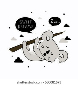 Cute vector card with hand drawn koala.