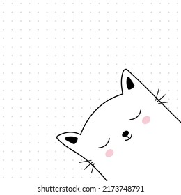 Cute Vector Card Peeking Cat Minimalistic Stock Vector (Royalty Free ...