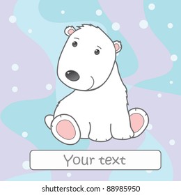 cute vector card with polar bear and snow and place for your text