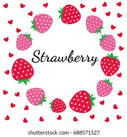 Cute vector card with strawberry wreath