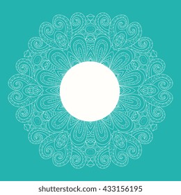 Cute vector card template. Ornamental lace pattern. Vintage card with  ornament for any holiday or announcement.