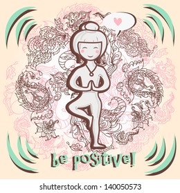 cute vector card for yoga and meditation