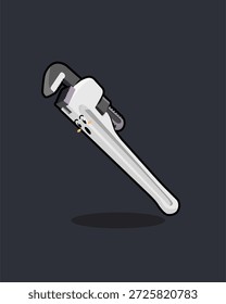 Llave de tubo de aluminio de dibujos animados de Vector lindo en blanco listo para usar