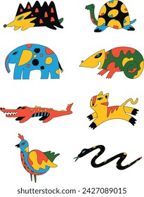 Cute vector cartoon animals. Childish colorful animal