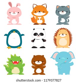 cute vector cartoon animals collection illustration