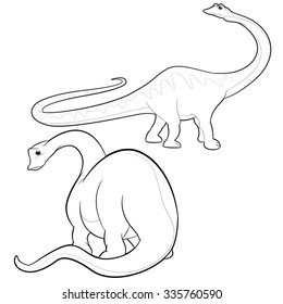 cute vector cartoon apatosaurus actions 