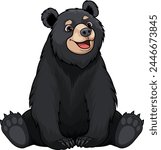 Cute Vector cartoon black bear sticker