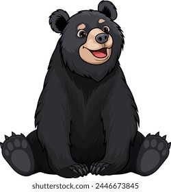 Lindo Vector de dibujos animados negro oso etiqueta engomada