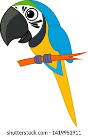 Cute Vector cartoon blue-and-yellow macaw parrot