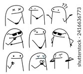 cute vector cartoon character illustration abstract black lines suitable for stickers, covers, memes