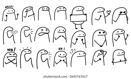 ilustração de personagem de desenho animado vetor bonito linhas pretas abstratas adequadas para adesivos, capas, memes