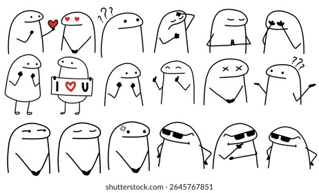 cute vector cartoon character illustration abstract black lines suitable for stickers, covers, memes