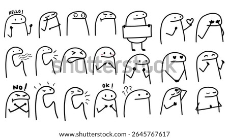 cute vector cartoon character illustration abstract black lines suitable for stickers, covers, memes