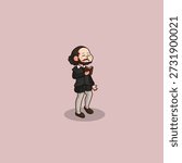 cute vector cartoon character William Shakespeare by John Taylor
