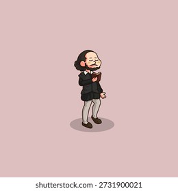 cute vector cartoon character William Shakespeare by John Taylor